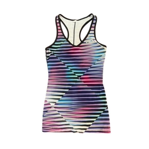 EUC Fila colorful tank top with stripes size XS Activewear bright colorfl fitted - Picture 1 of 5